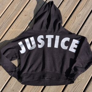 Justice Black and White Cropped Hoodie